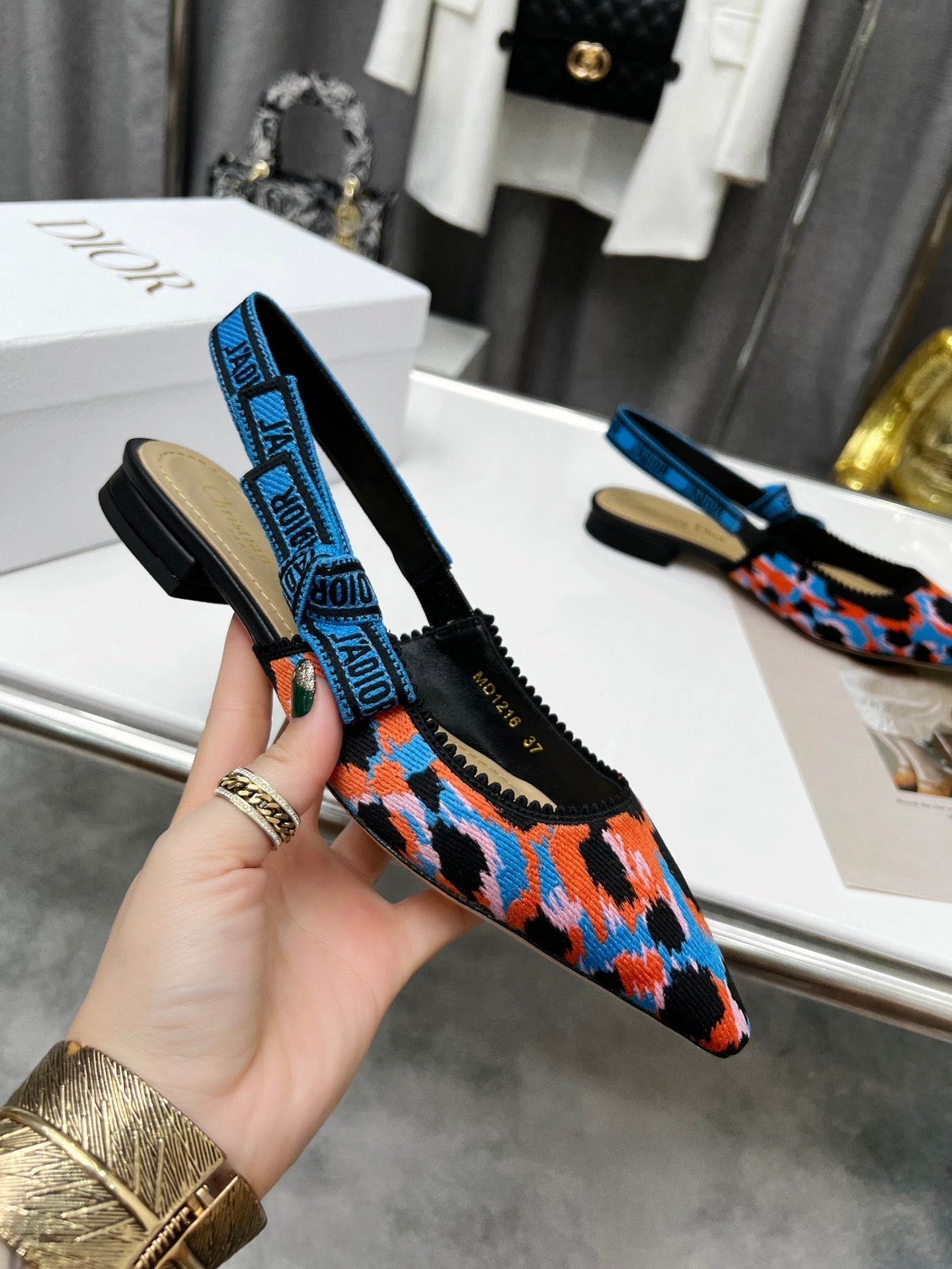 CD 25 J'Adior Slingback Flat Fabric 237871