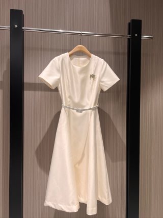 CD short-sleeved Dress Wool Silk Cotton