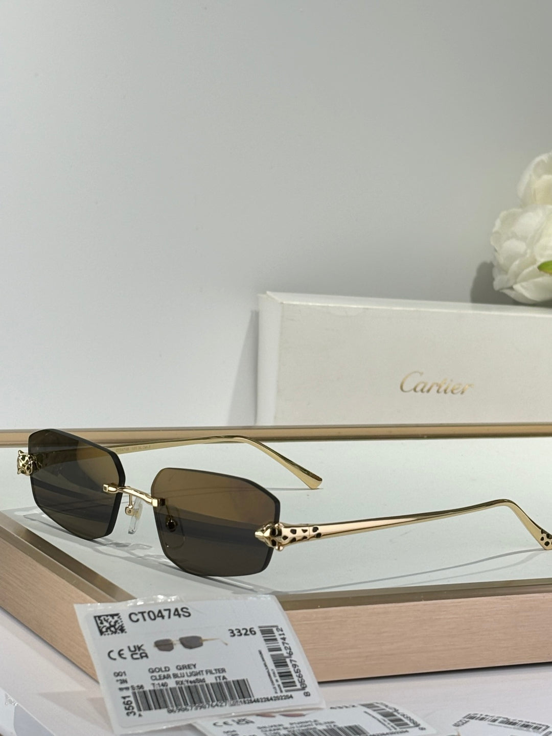 PANTHÈRE RECTANGULAR FRAME SUNGLASSES 558497 IN METAL