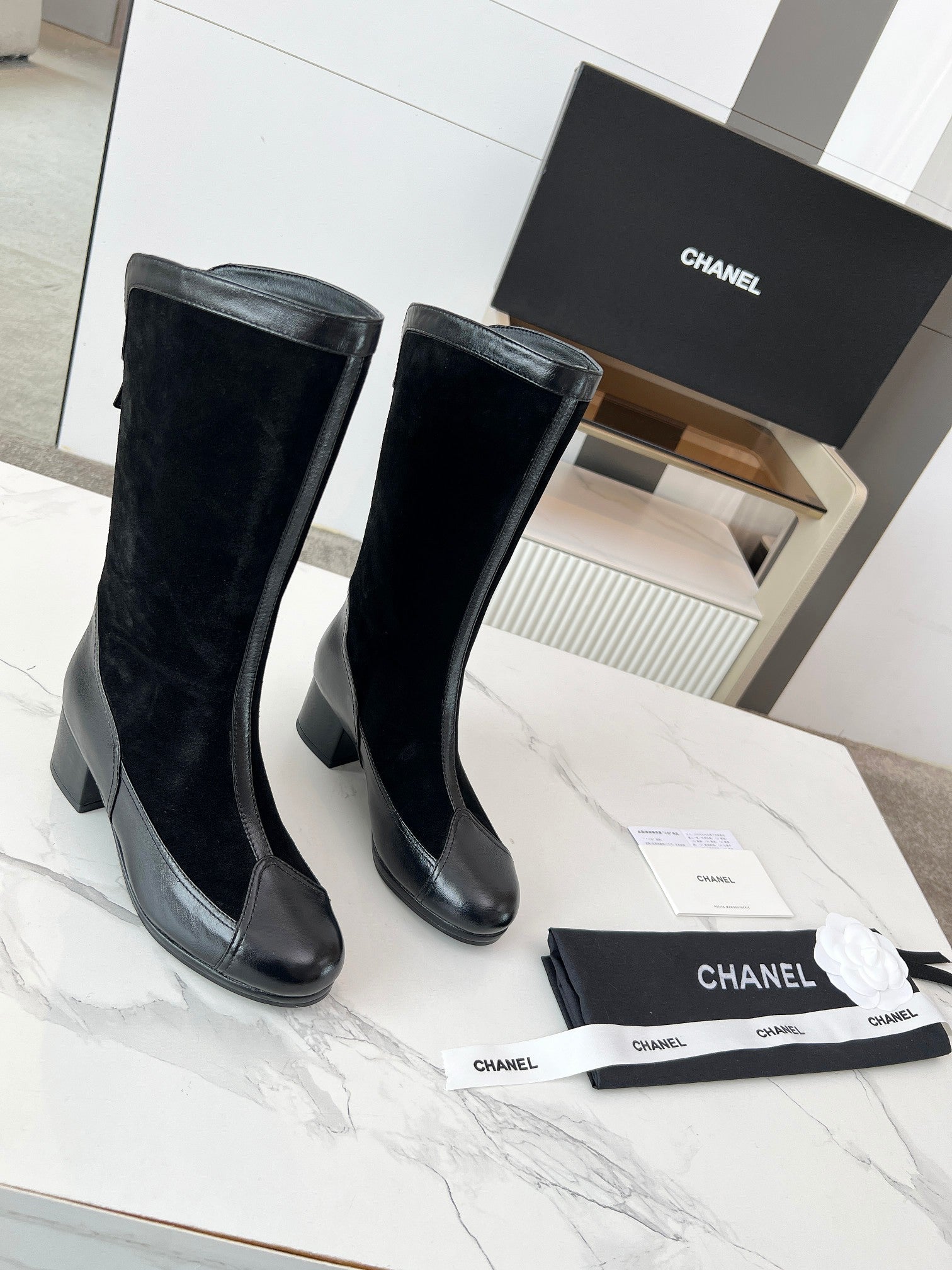 Chanel 2025 Patchwork Ankle Boot Suede Sheepskin 471306